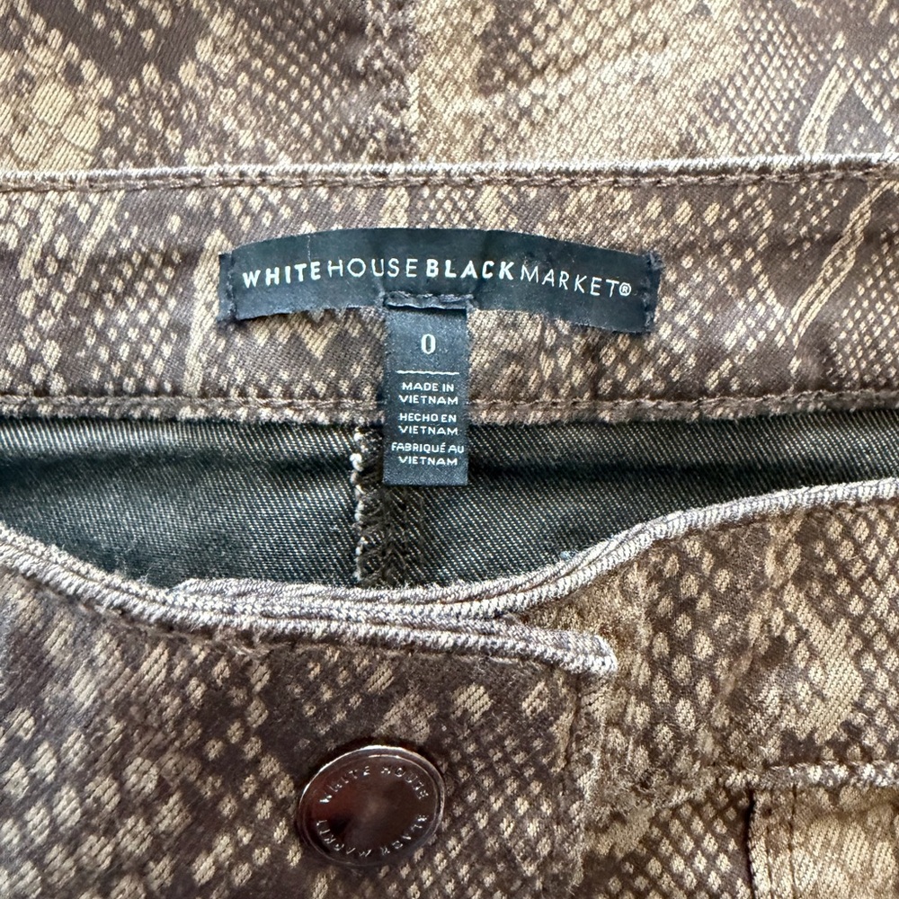 Brown Snake-Print Button-Front Mini Skirt - Picture 3 of 4